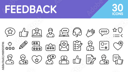 Feedback Icon Line Set (30 Icons)