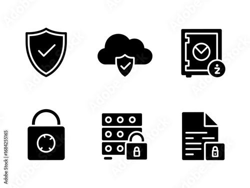 Security, Cloud Protection and Locked Documents Icons