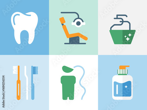 Dental care and oral hygiene icon collection