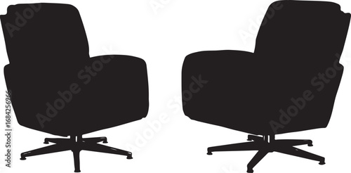 Two Stylish Modern Lounge Chairs in Silhouette Design for Interior Design Concepts and Furnishing Ideas