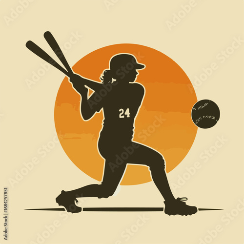 vector illustration of a female softball player