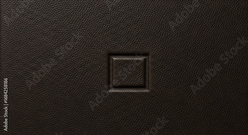 Embossed dark brown leather texture with a square shape pattern design