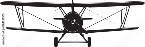 Vintage Biplane Airplane Silhouette for Aviation Enthusiasts and Historical Designs showcasing flight technology and iconic aircraft