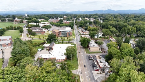 picturesque Dahlonega, Georgia, small town, forested land in the North Georgia highlands