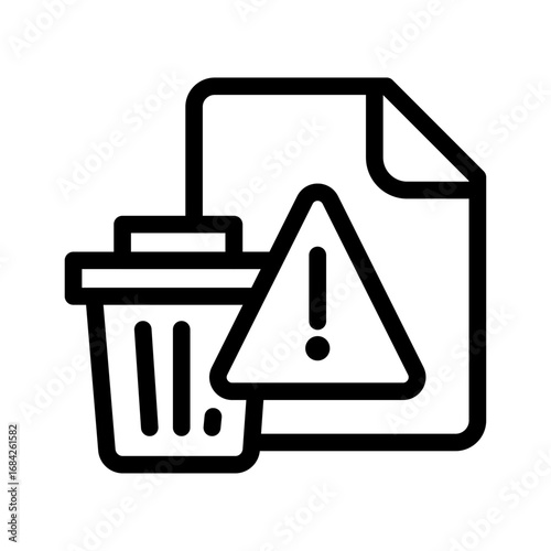 File Deletion Warning Line Icon of Digital File Hygiene & Cleanup Icon Set