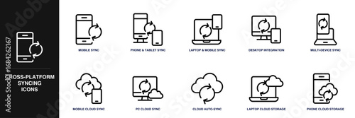 Cross-platform Syncing Line Icon Set