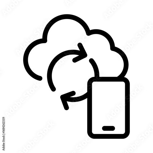 Mobile Cloud Sync Line Icon of Cross-platform Syncing Icon Set