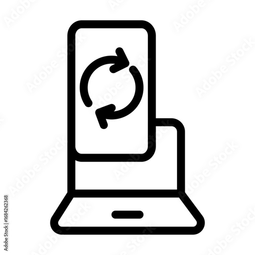 Multi-Device Sync Line Icon of Cross-platform Syncing Icon Set