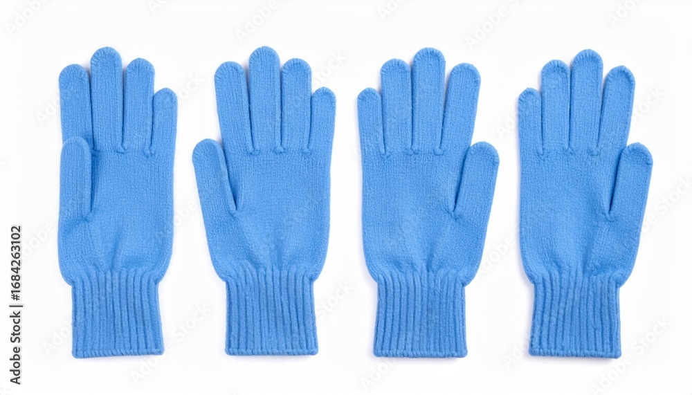 Obraz premium knitted gloves. gloves isolated on white background. gloves a top view.blue gloves .
