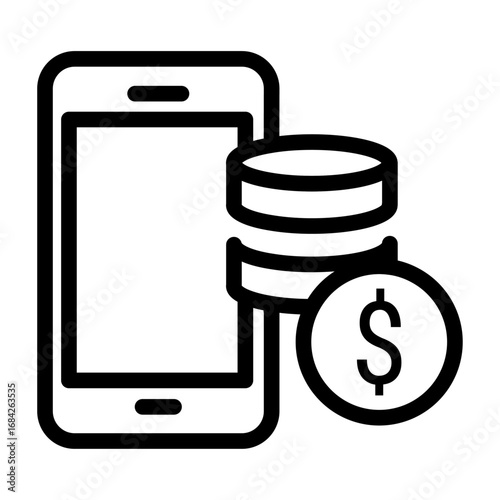 Mobile Payment Line Icon of Micro-payments & Tipping Icon Set