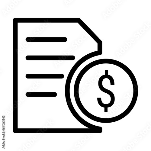 Invoice Payment Line Icon of Micro-payments & Tipping Icon Set