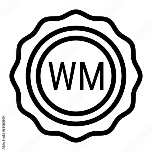 Certified Watermark Line Icon of Digital Watermarking Icon Set