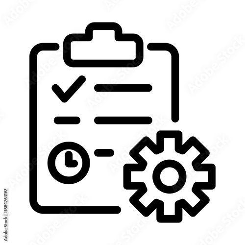 Task Automation Line Icon of Content Batching Workflow Icon Set