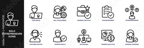 Solo Entrepreneurs Line Icon Set