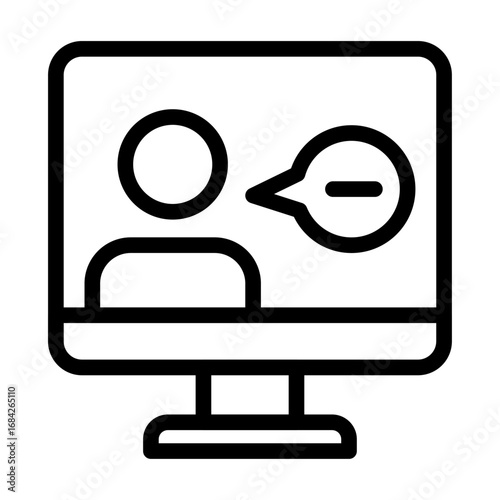 Video Interview Line Icon of AI Interview Coaching Icon Set