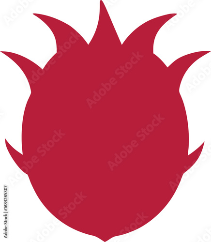 Solid Red Dragon Fruit Silhouette Vector