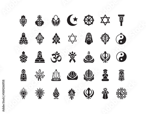 Set of universal religion icons for both web and mobile

