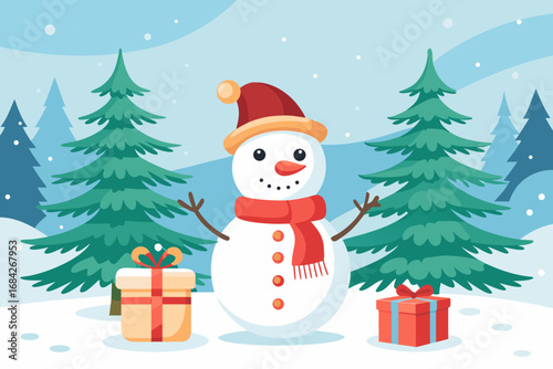 christmas card with snowman