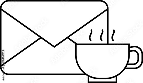 message icon and coffee cup icon with white background