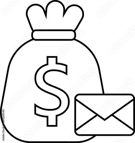 dollar sack icon and message icon with white background