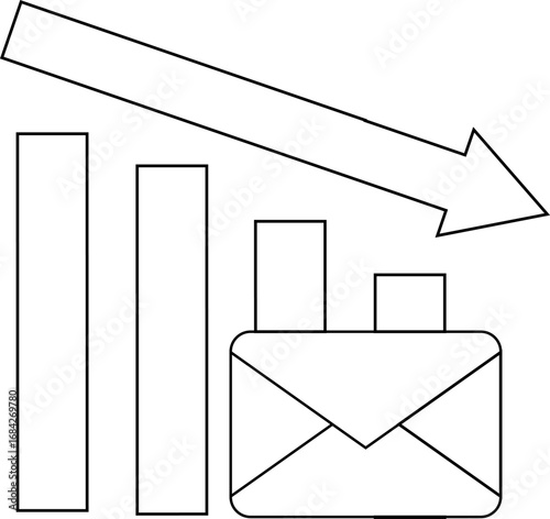 down graph icon and message icon with white background