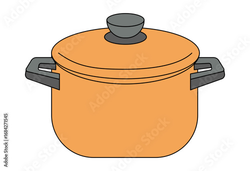 Cooking pot with lid kitchen utensil illustration for food preparation, recipe content, culinary education, household kitchenware, restaurant design, and cooking promotional materials isolated on whit