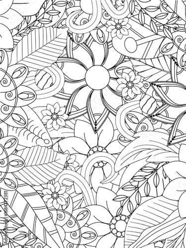 Vector illustration flowers coloring pages 