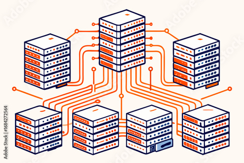 Modern server network illustration showcasing data connections for cloud technology solutions