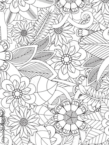 Vector illustration flowers coloring pages 