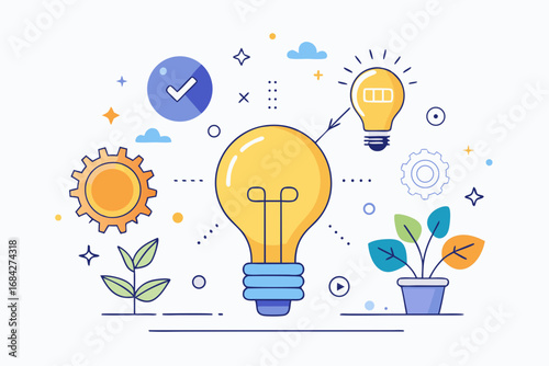 Bright idea illustration sparks innovation and growth for your business with modern design elements