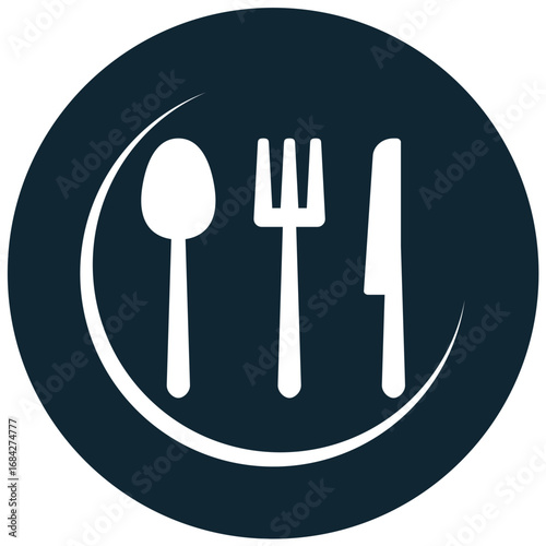 food icon vector for food and beverage, catering, and dining themes. This simple, clean icon is perfect for use on menus, apps, and websites to represent a variety of food items