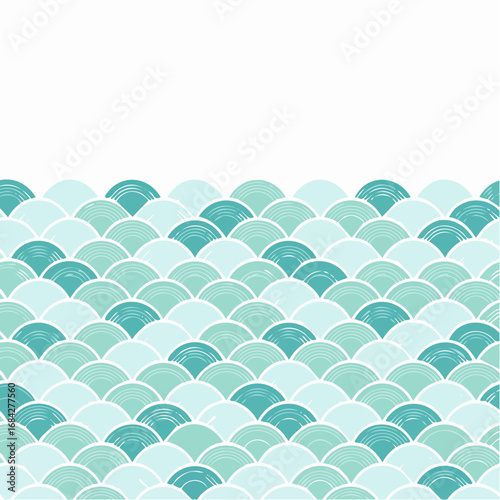 Japan style tile green curve line wave pattern culture background
4