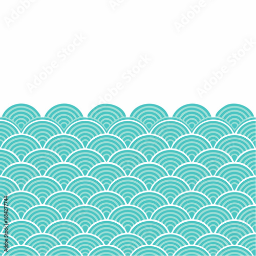 Japan style tile green curve line wave pattern culture background
2