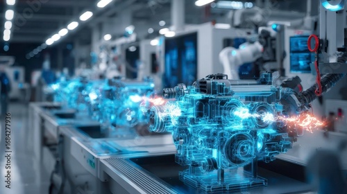 Wallpaper Mural Smart Factory: AI Engine Manufacturing & Robotic Assembly Torontodigital.ca