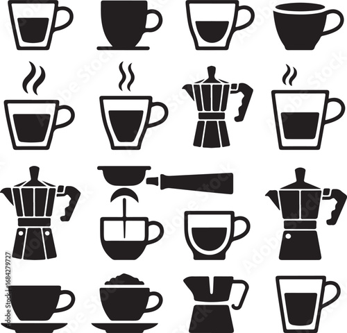 Wallpaper Mural Collection of black coffee and espresso cups and makers drink Torontodigital.ca