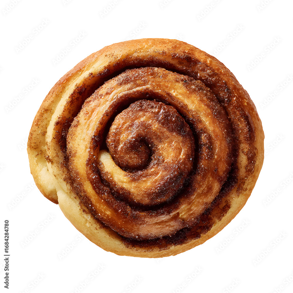 Fototapeta premium Delicious cinnamon roll with a beautiful spiral on a dark background