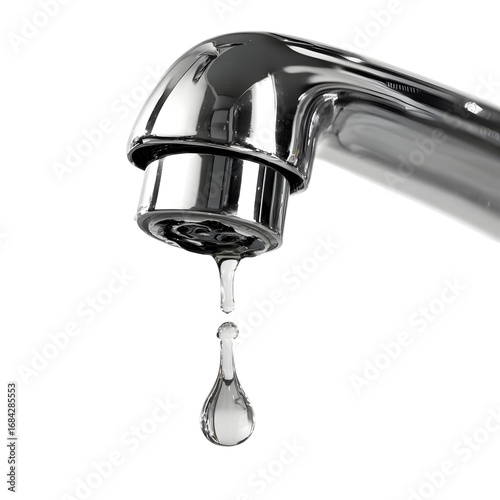 Close-up of a dripping faucet with water droplet against black background