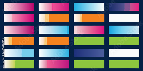 Collection of vibrant horizontal rectangular gradient backgrounds in pink blue orange green and purple hues