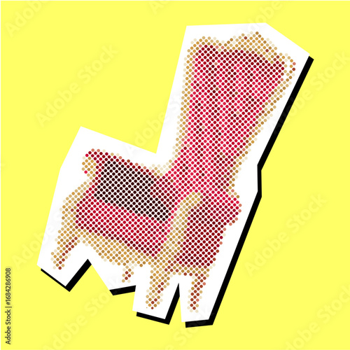 throne chair halftone dotted collage element pointillize in paper torn vector for conceptual art, power, and royalty.
