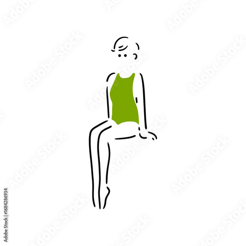 水着で休憩する女性のイラスト素材
