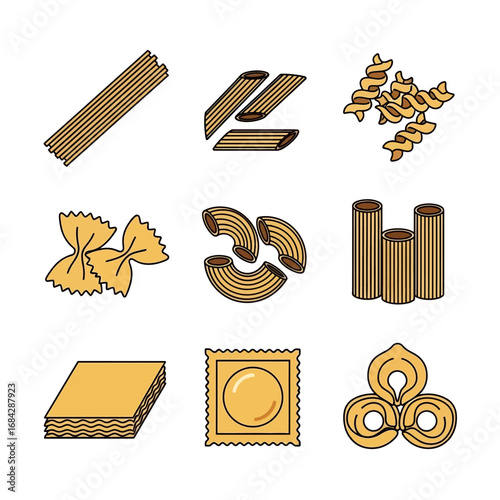 Pasta Collection Different type icons.