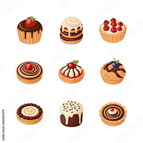 Cakes Collection Dessert Isolated Sweet.