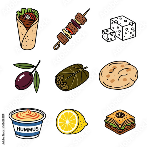 Mediterranean food vector.