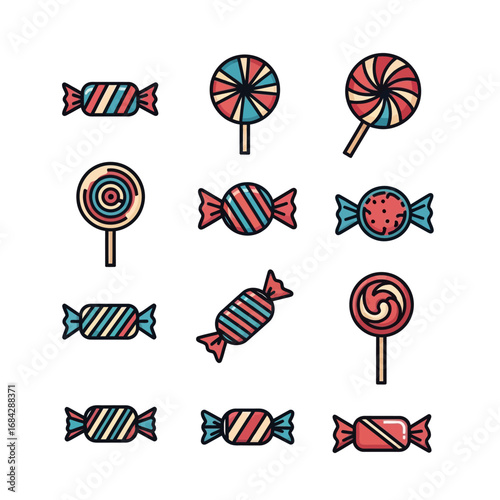 Candy icons Sweet collection isolated.