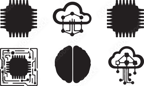 Vector art of set of technology icons for digital concept