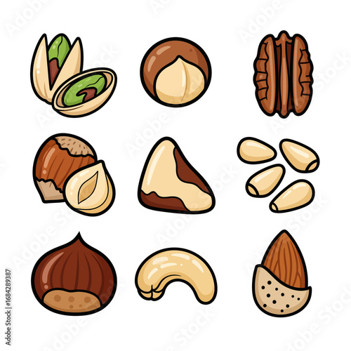 Nuts Set Pistachio with Hazelnut, Almond, and Macadamia.