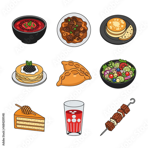 Food set Vector illustration.