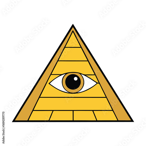 A mysterious seeing-eye pyramid symbol, blending ancient mysticism with modern intrigue, representing vision, knowledge, power, and hidden truths within its watchful gaze.
