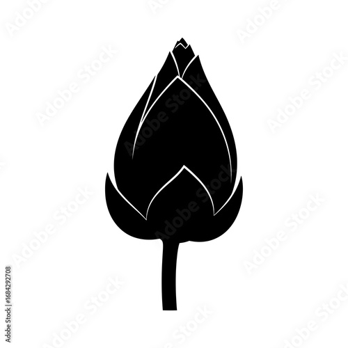 Black silhouette of an artichoke bud isolated on white background silhouette