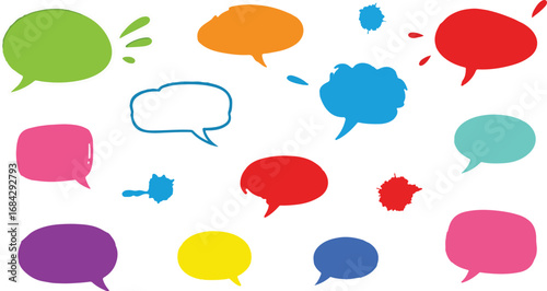 Colorful hand drawn speech bubbles and thought bubbles collection